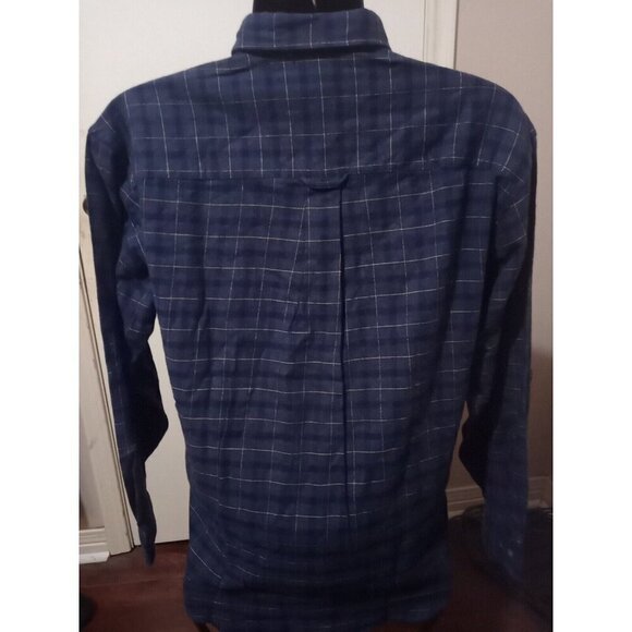 New Vtg Medium Preswick & Moore Long Sleeve Flannel Men's Shirt 100% Cotton Blue - Picture 7 of 10